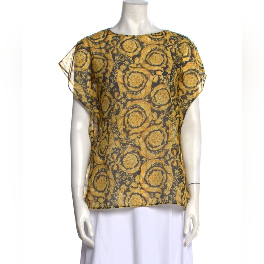 VERSACE Paisley Print Bateau Neckline Blouse w/ Tags Size M